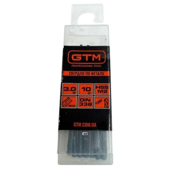 Фото - Свердло GTM 3,0 мм HSS 10 шт. з подвійним покриттям (EM2-030K)